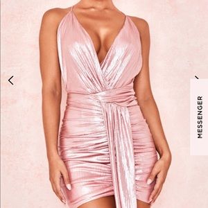House of CB Ciara Metallic Wrap Mini Dress XS